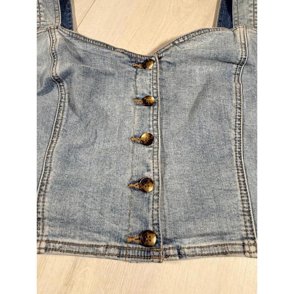 O'Neil Delphina Sleeveless Denim Cropped Top Sweetheart Neckline Size XL - Picture 4 of 11